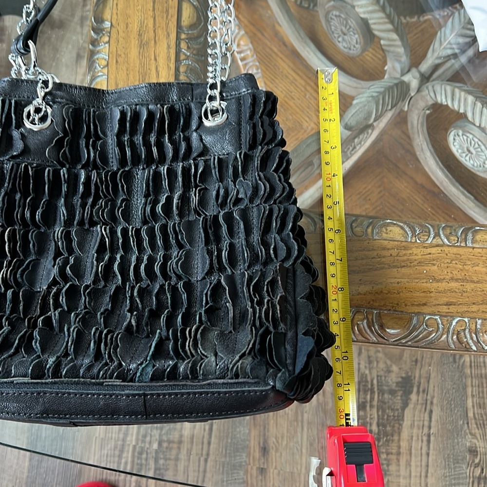 Ameri Leather Duffle Bag Black With Silver Chain … - image 2